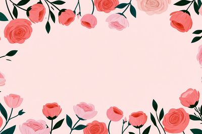 Pink Floral Border Botanical Print.