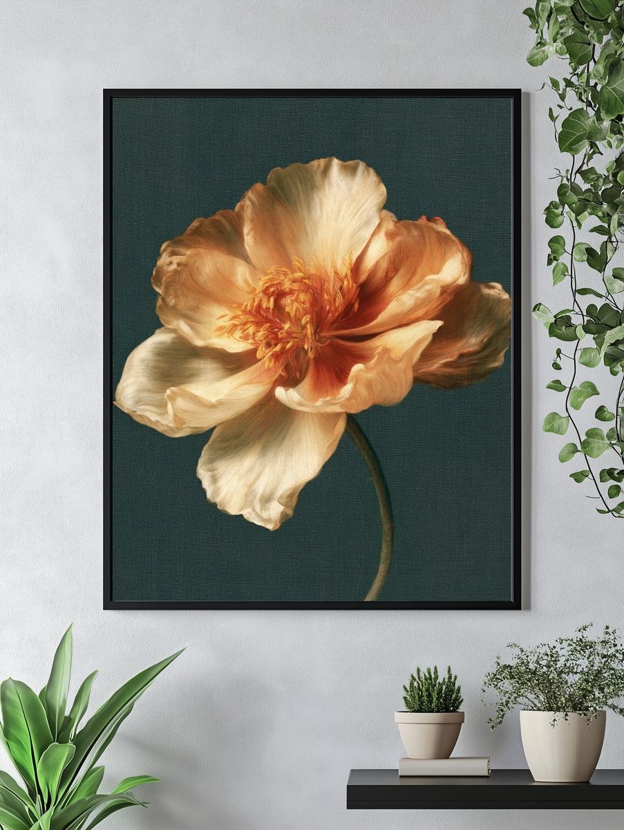 Peach Bloom Botanical Print. — room view 4