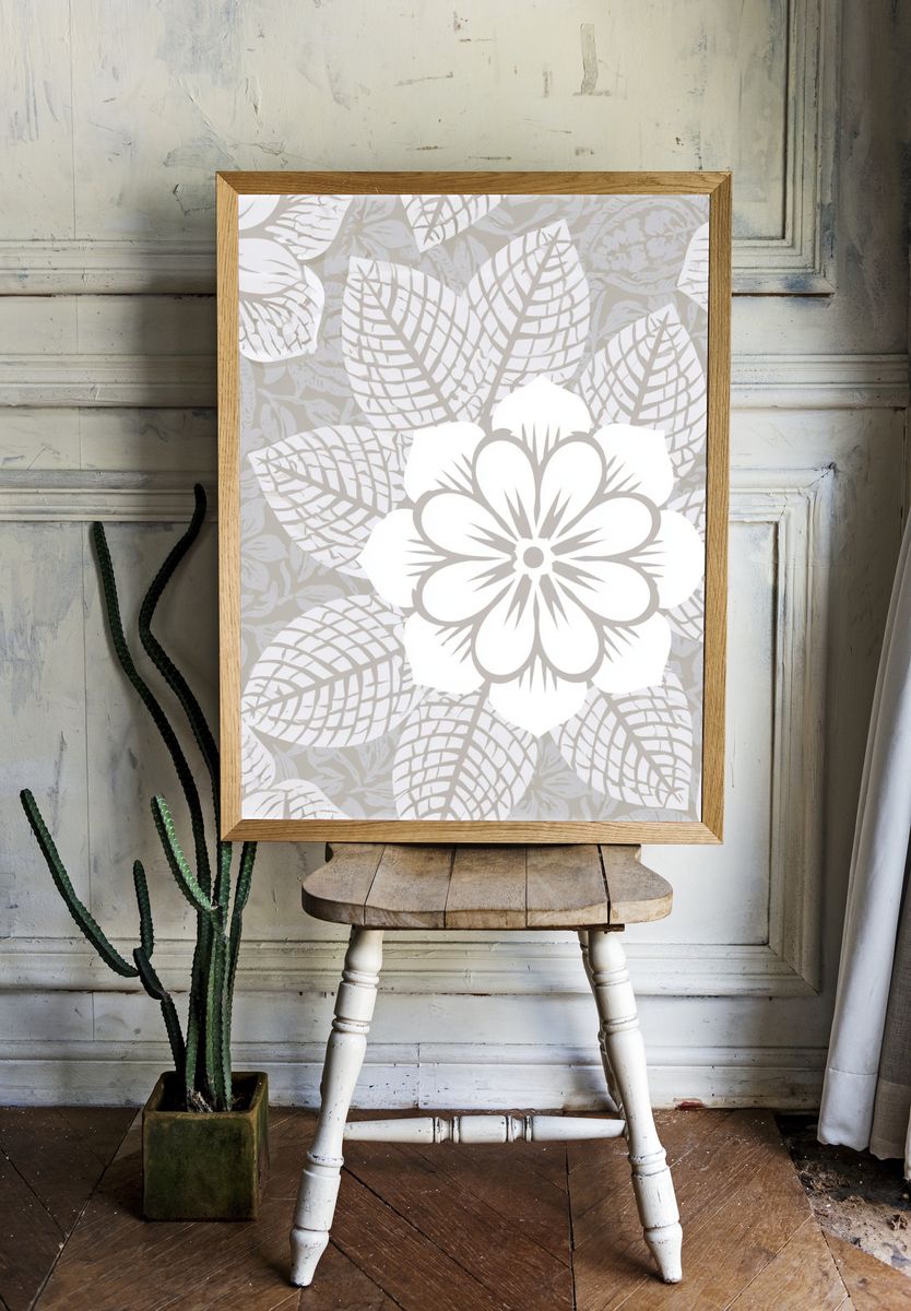 Botanical Leaf Pattern Print. — room view 1