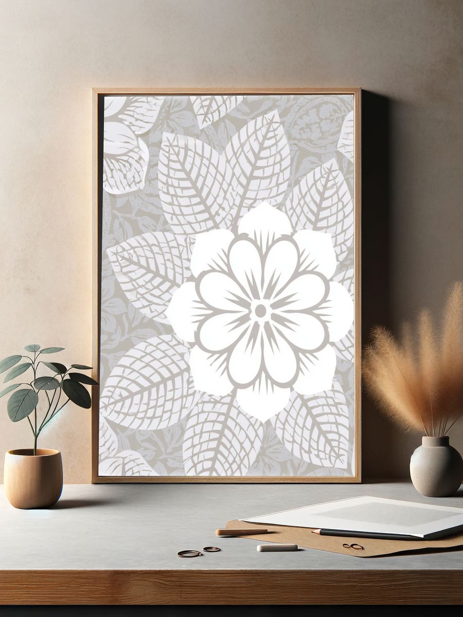 Botanical Leaf Pattern Print. — room view 2