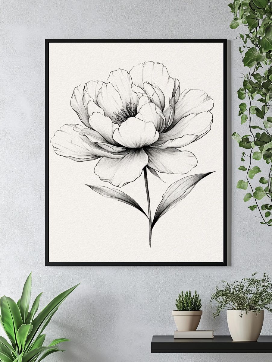Botanical Flower Line Art Poster. — room view 4