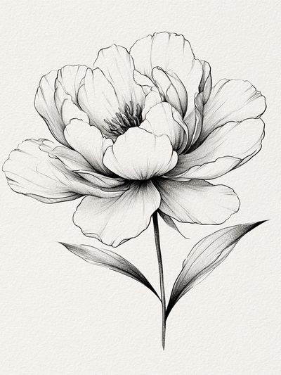 Botanical Flower Line Art Poster.