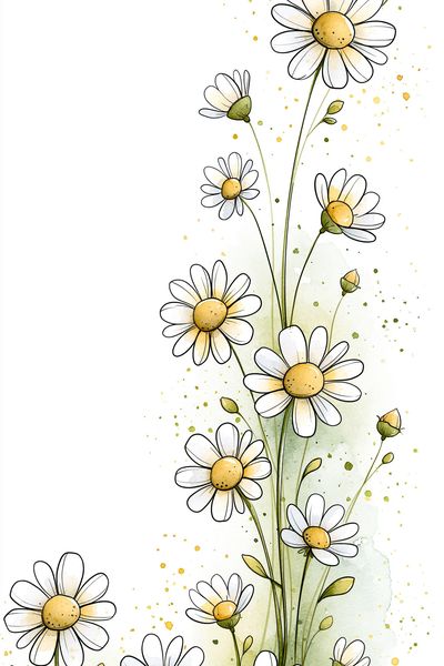 Wild Daisies Watercolor Poster.