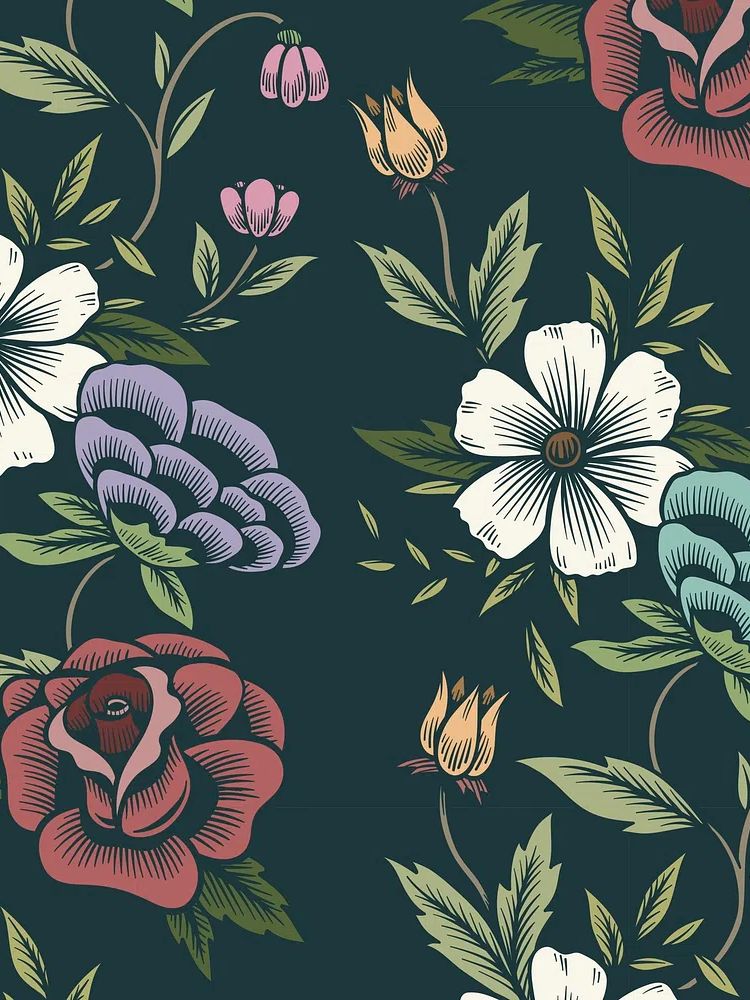Vintage seamless floral patterned background. poster detail