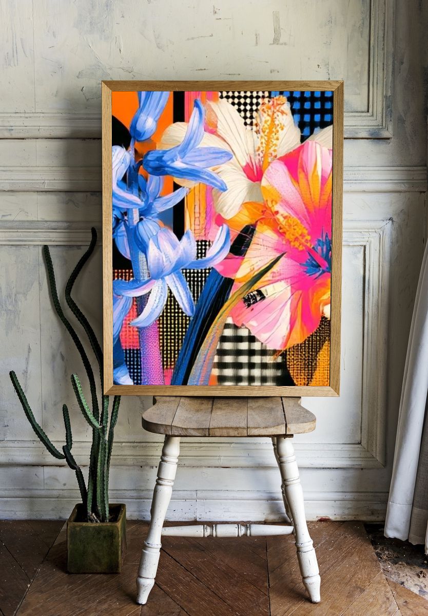 Tropical Floral Collage Poster. room preview