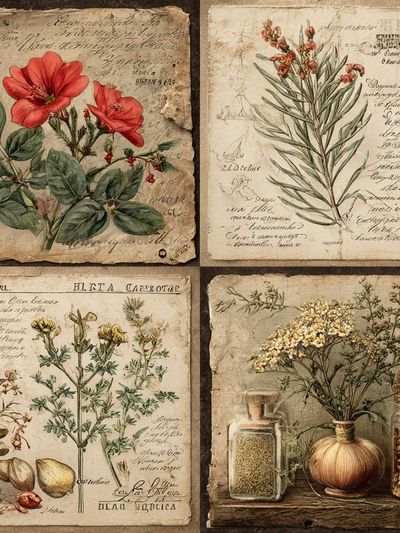 Vintage Botanical Herbarium Poster.
