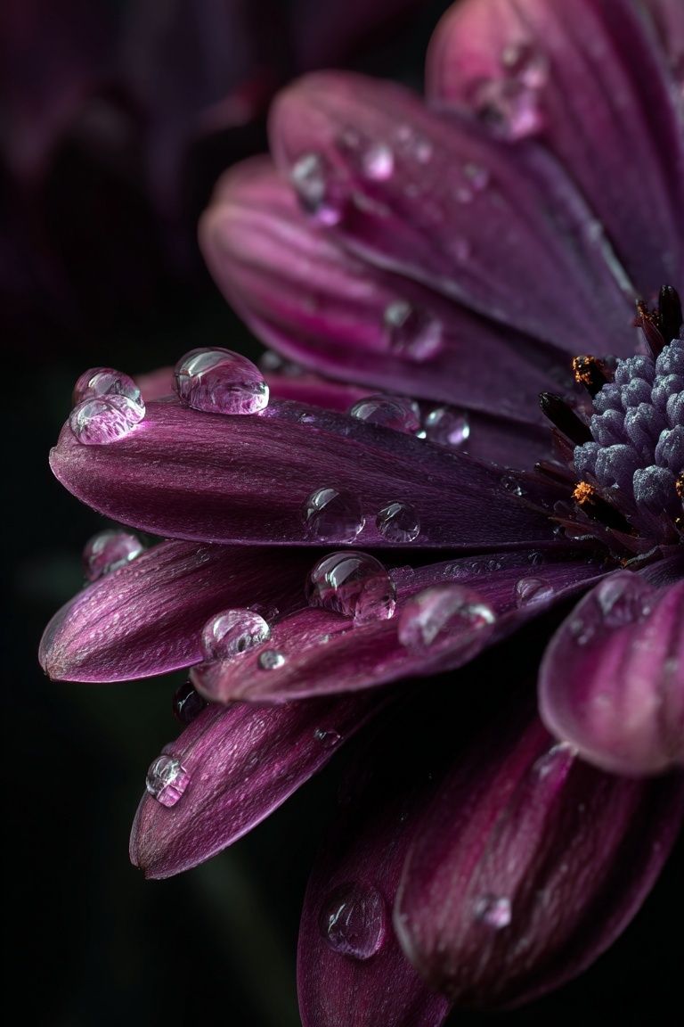 Purple Dahlia Macro Photography Poster. poster detail