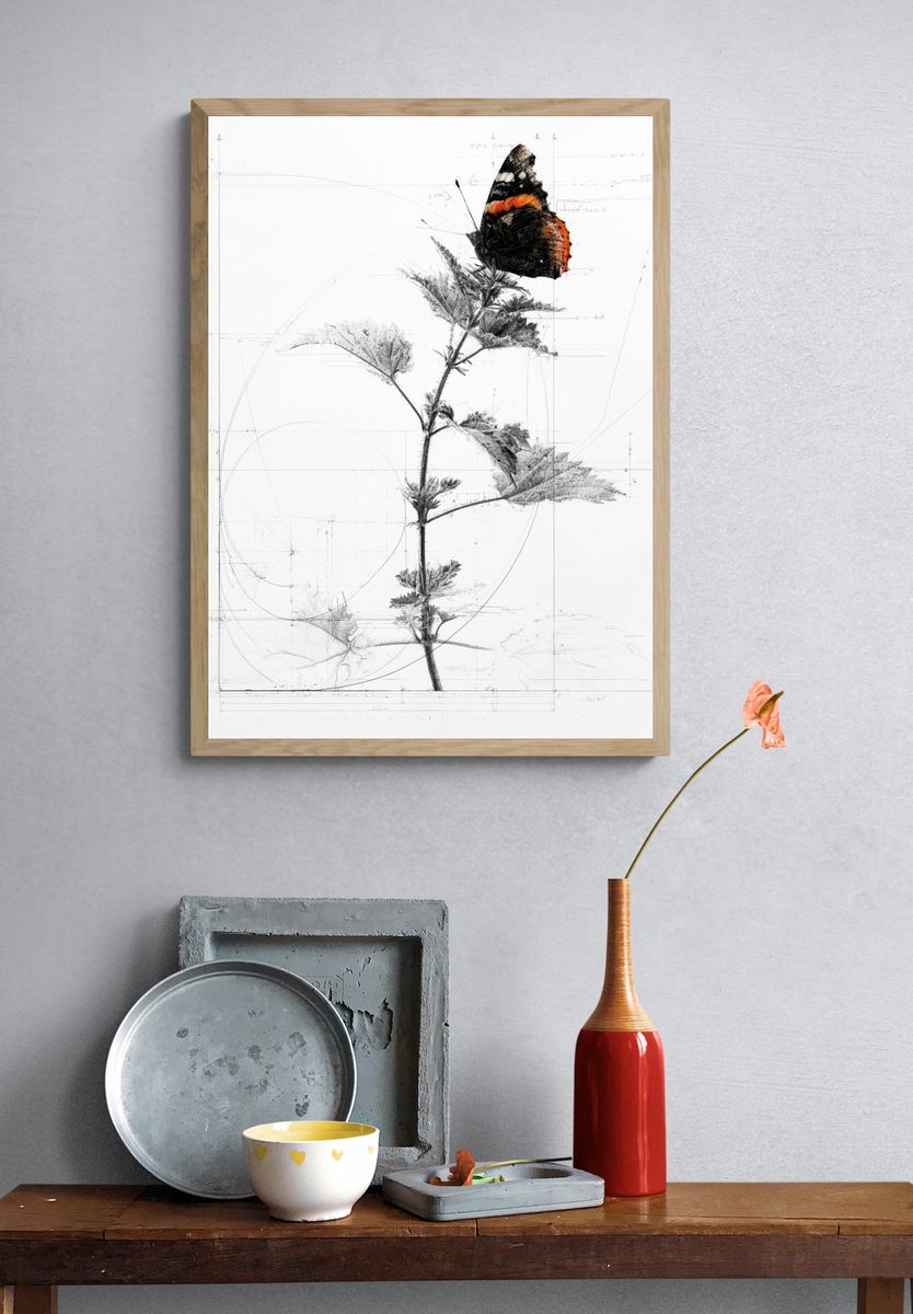 Butterfly Botanical Sketch Poster. — room view 3
