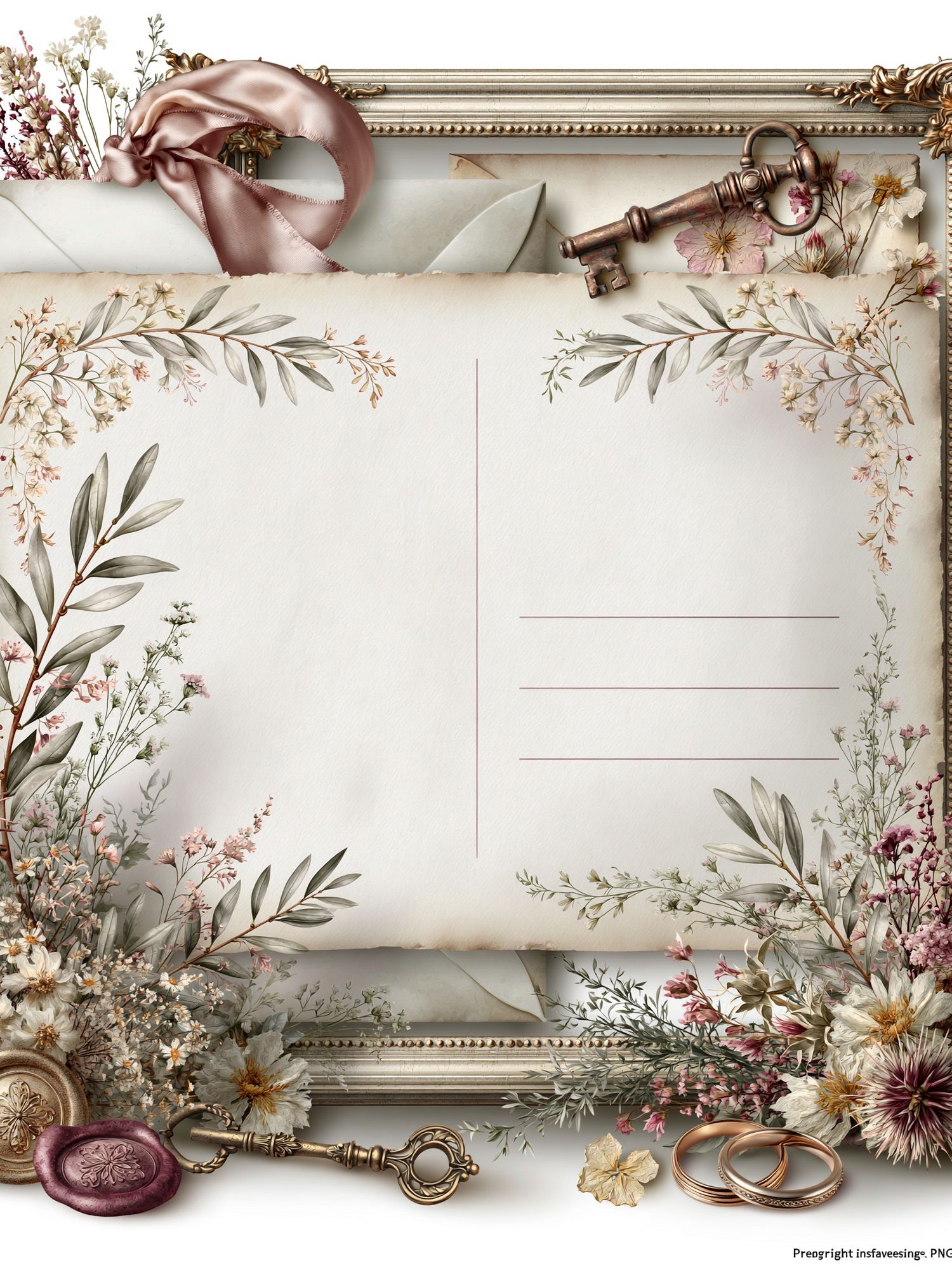 Vintage Floral Letter Frame Poster. poster detail