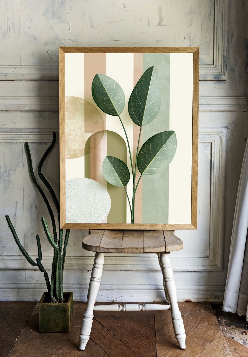Botanical Leaves Minimalist Print. — room view 1