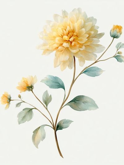 Yellow Dahlia Watercolor Print. poster print