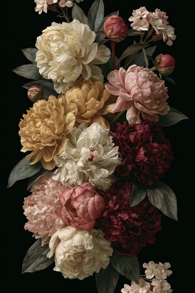Peony Bouquet Botanical Print.