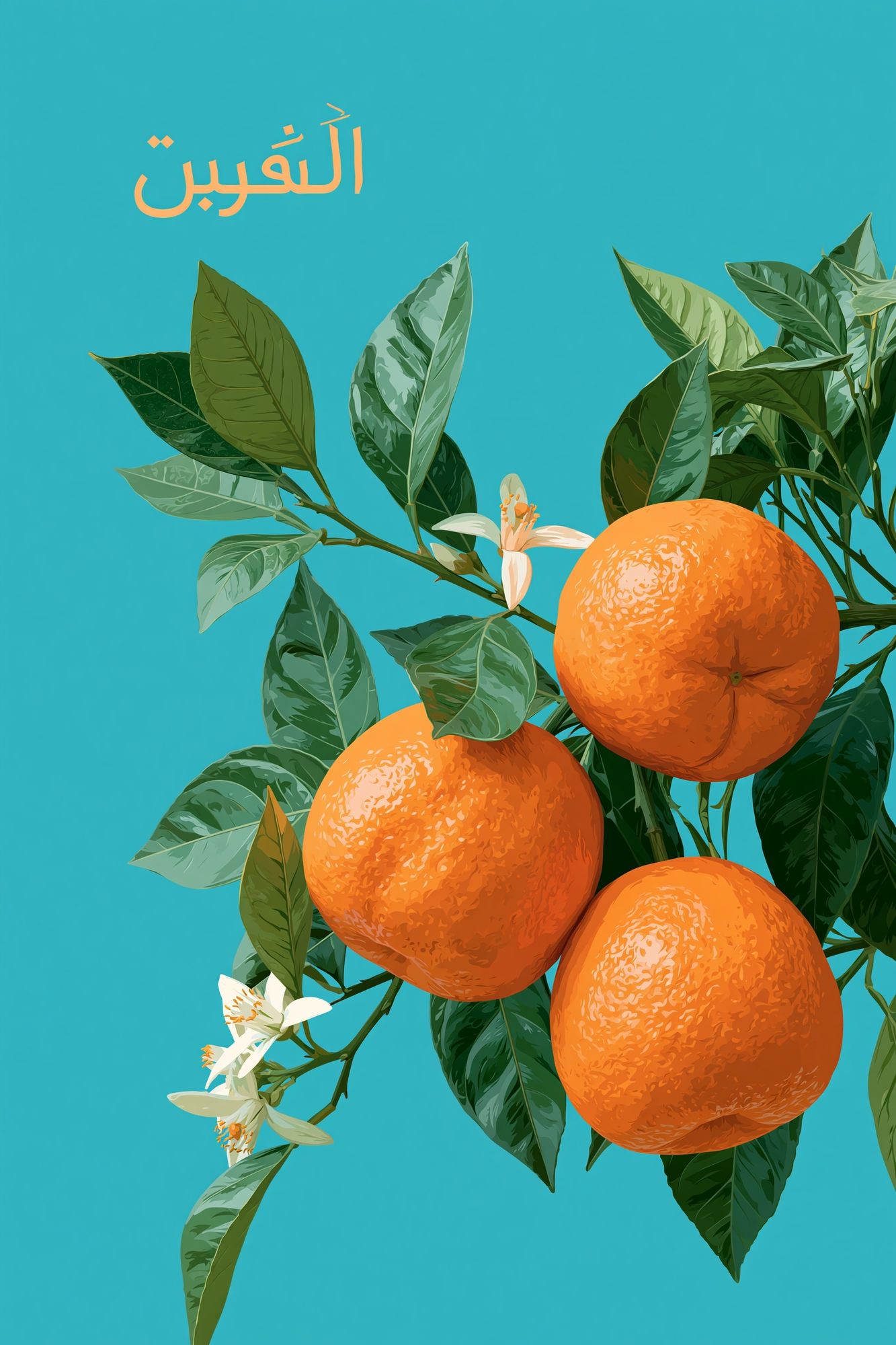 Orange Branch Botanical Print. poster detail