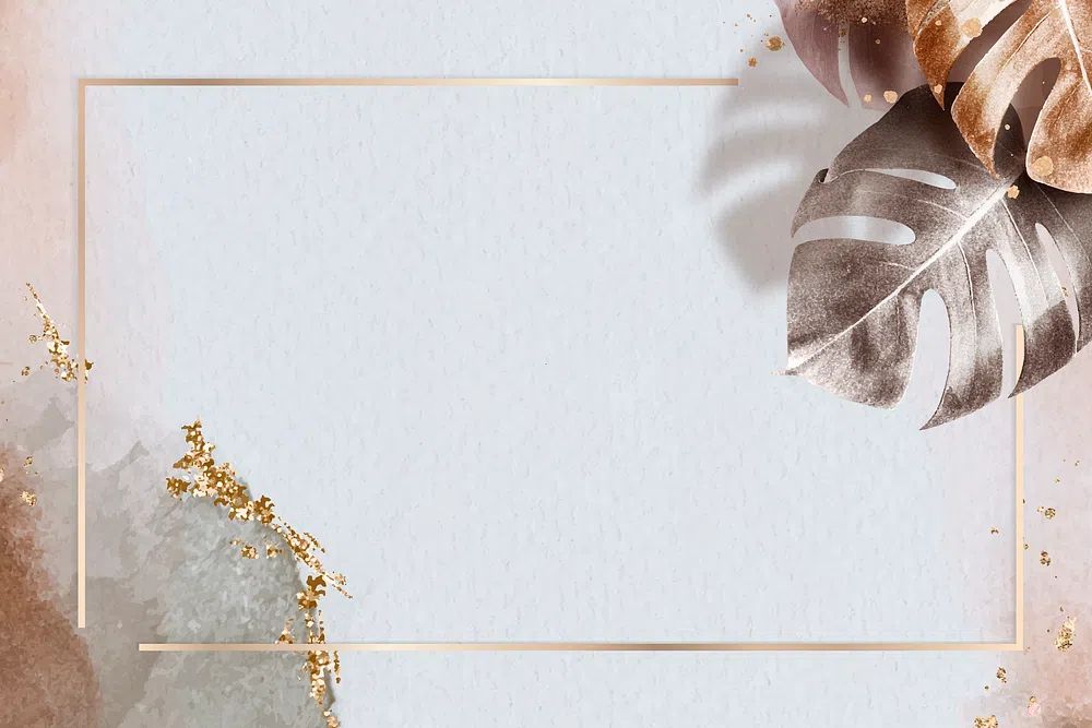 Rectangle gold frame metallic monstera. poster detail