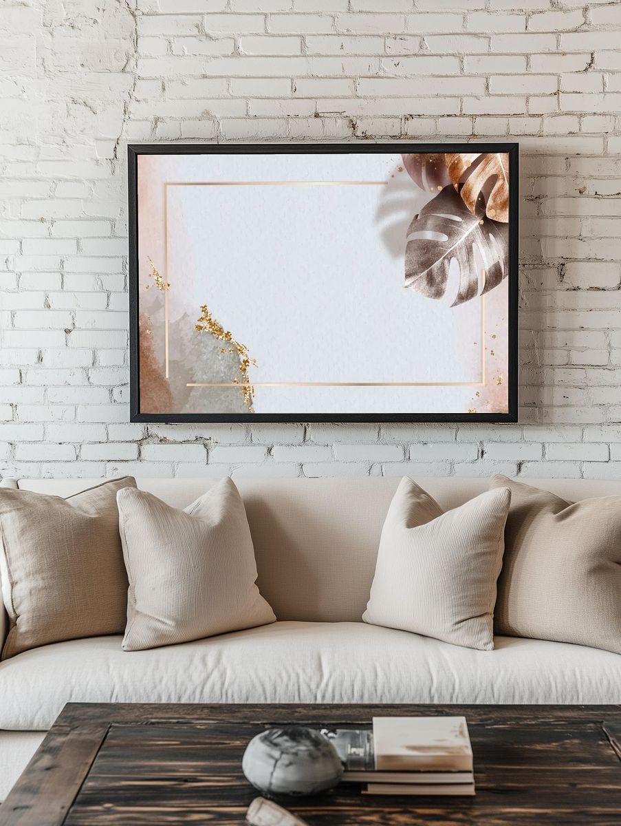 Rectangle gold frame metallic monstera room preview