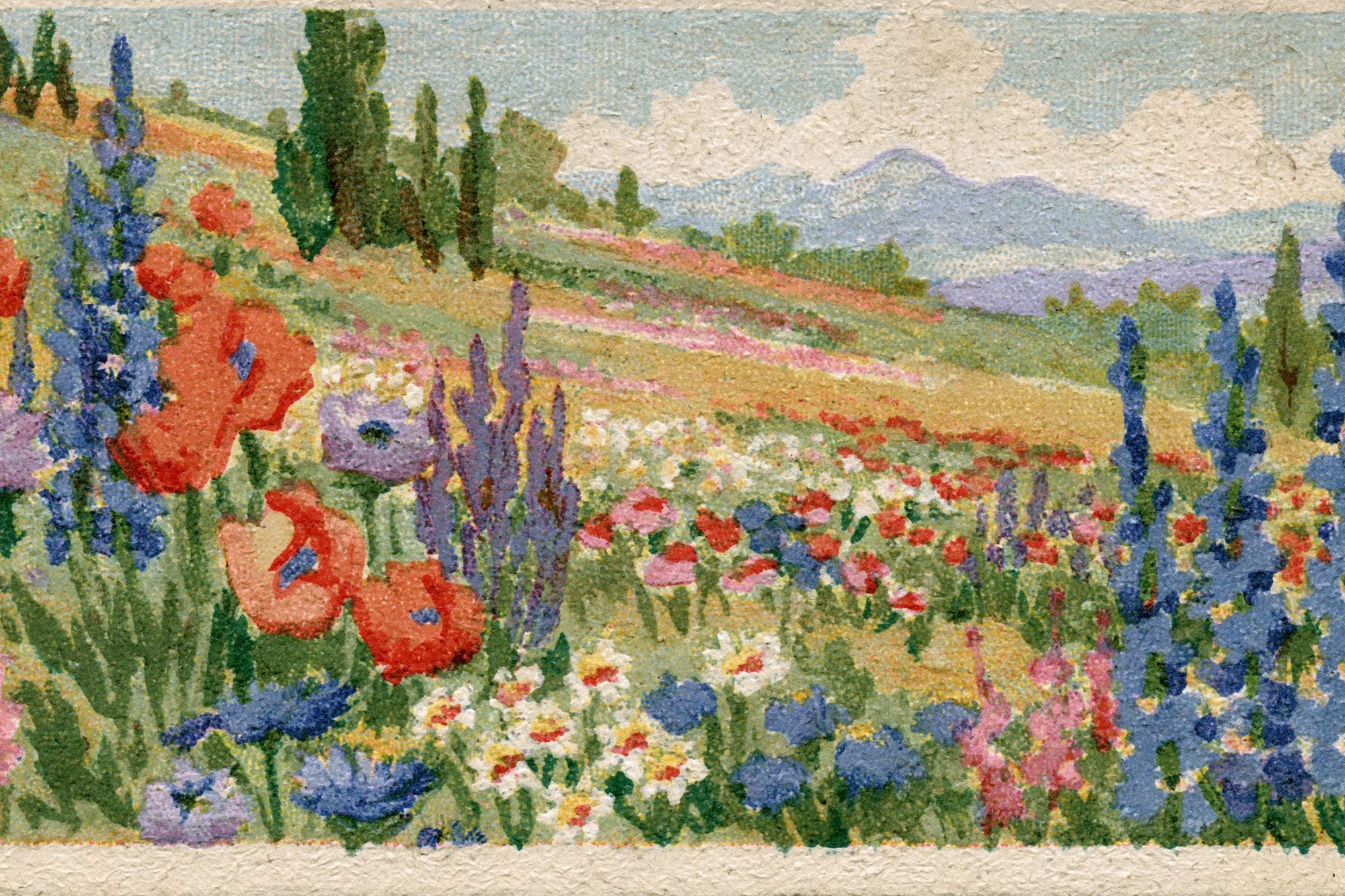 Wildflower Meadow Landscape Print. poster — botanical art