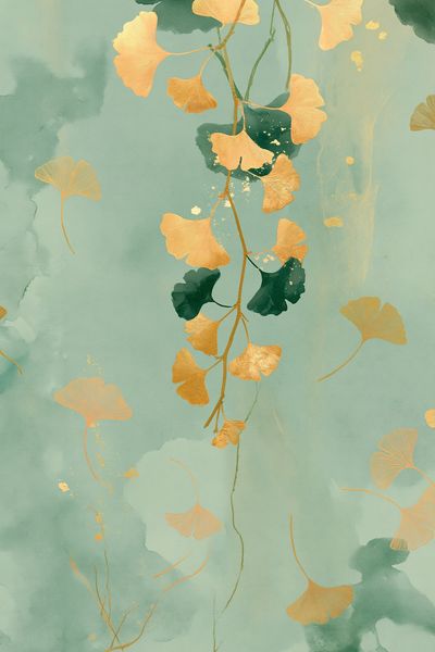 Ginkgo Leaves Botanical Print. poster