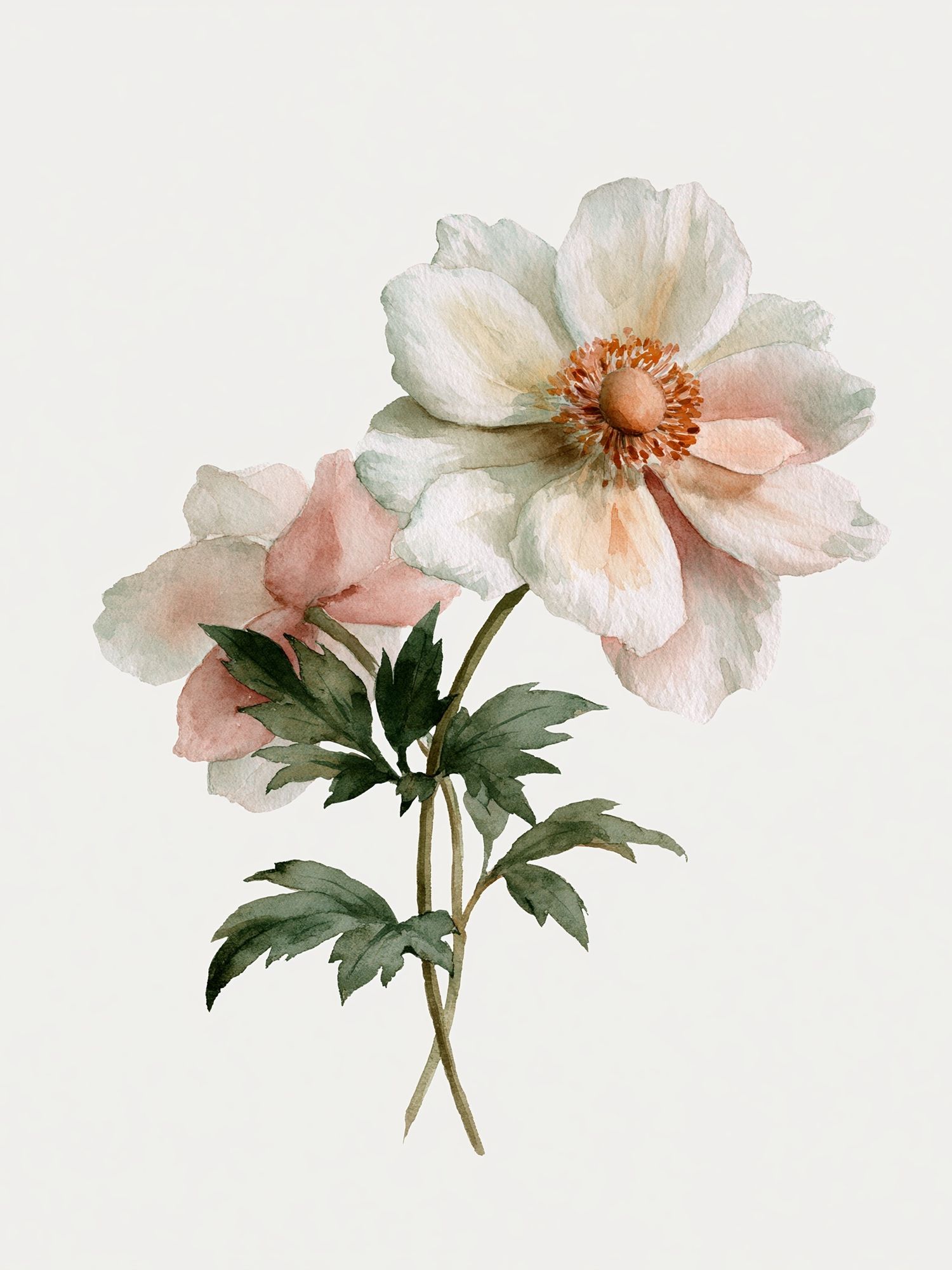 Soft Anemone Watercolor Print. poster detail