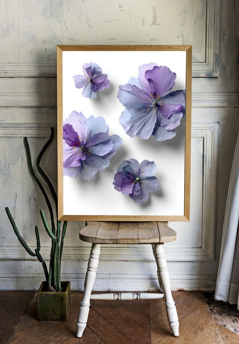 Lavender Blossom Botanical Print. room preview