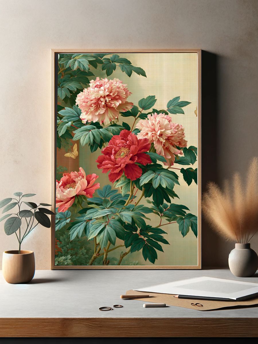 Peony Blossom Botanical Print. — room view 2