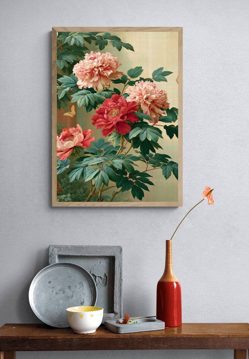 Peony Blossom Botanical Print. — room view 3