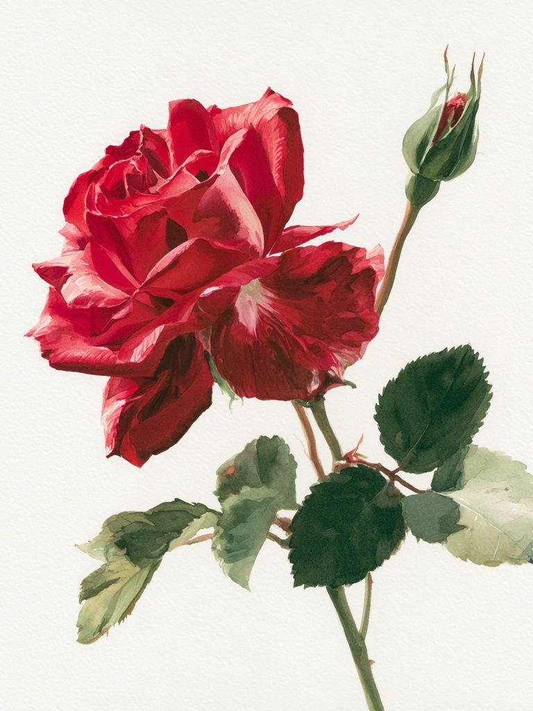 Red Rose Watercolor Print. poster detail