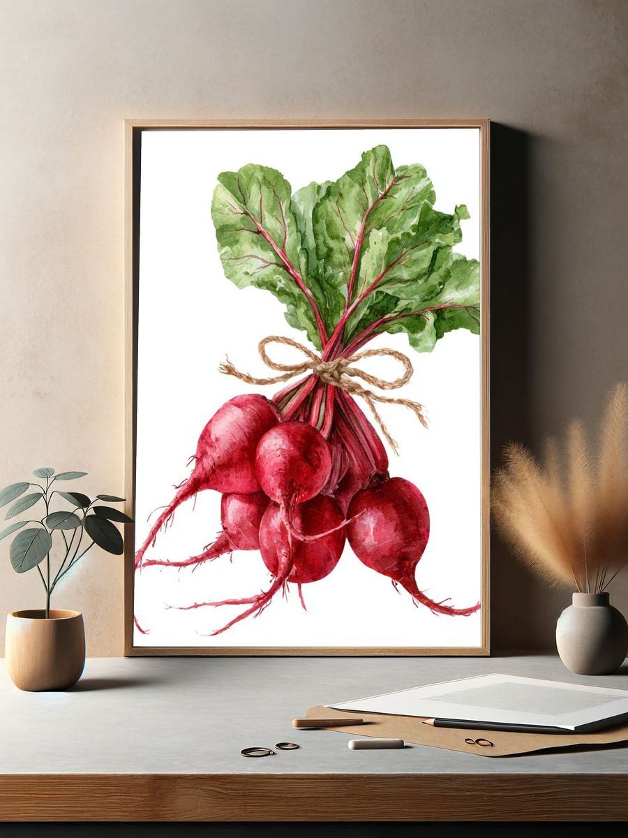 Beetroot Watercolor Botanical Poster. — room view 2