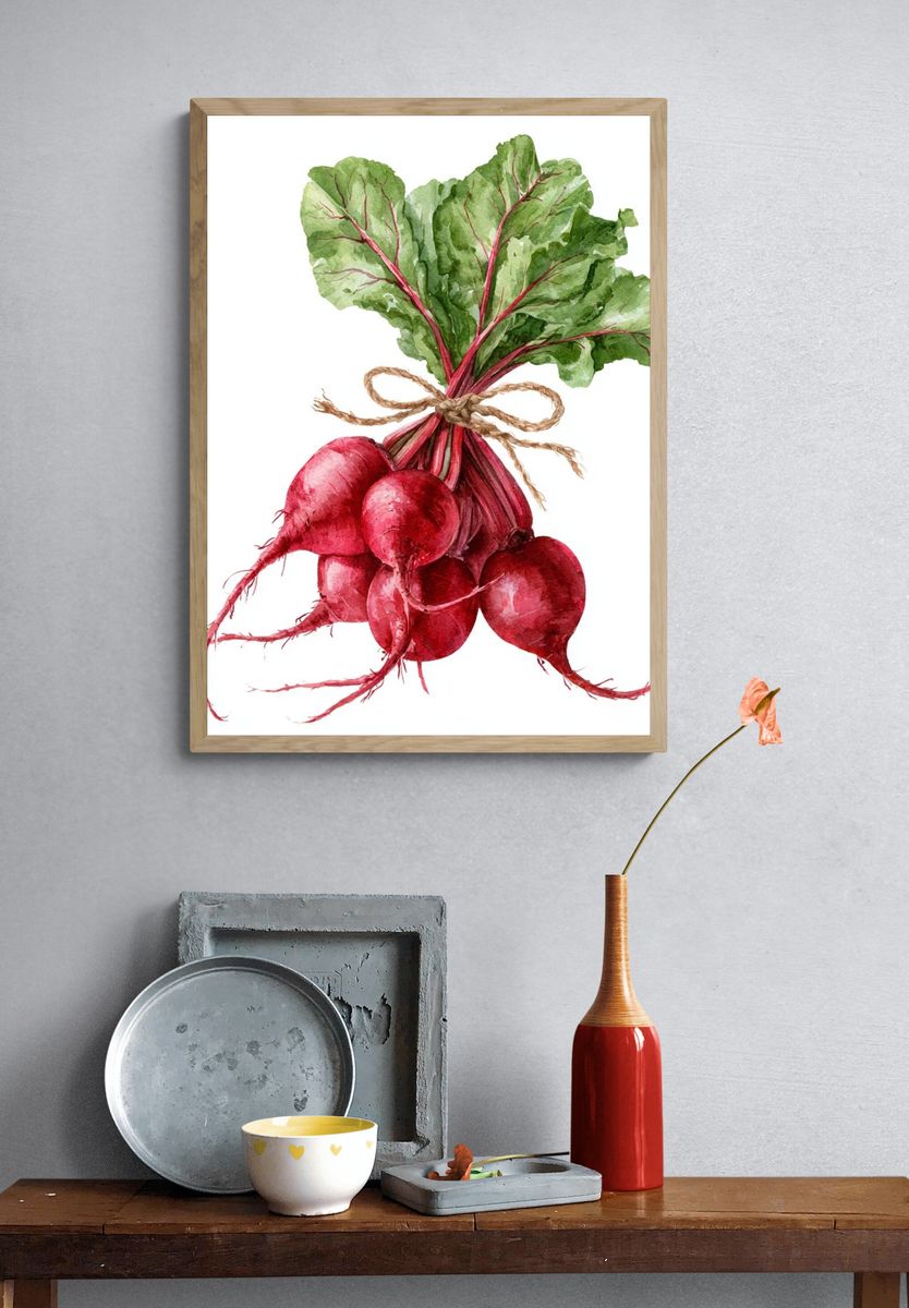 Beetroot Watercolor Botanical Poster. — room view 3