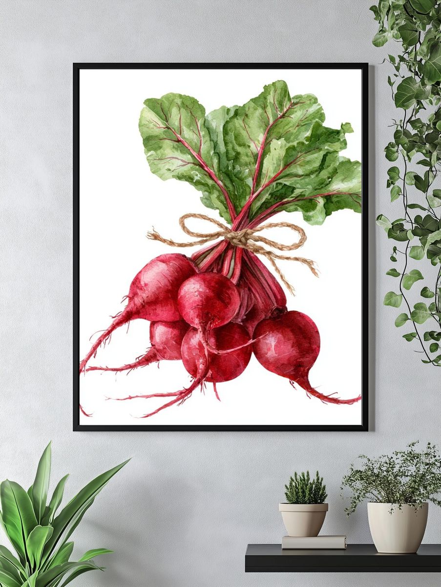 Beetroot Watercolor Botanical Poster. — room view 4