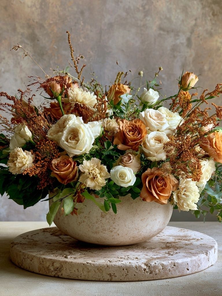 Autumn Rose Arrangement Print. poster — botanical art