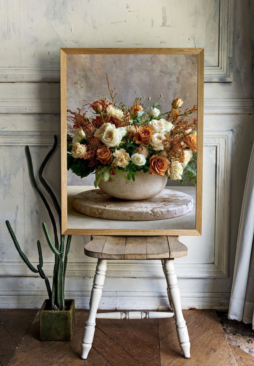 Autumn Rose Arrangement Print. room preview