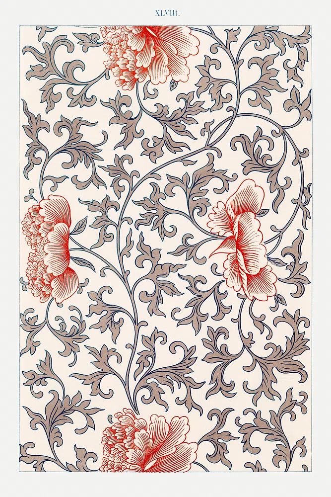 Flower pattern, Examples Chinese Ornament. poster — botanical art