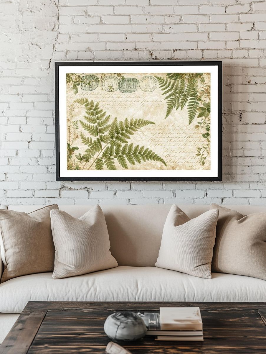 Fern Botanical Vintage Print. room preview