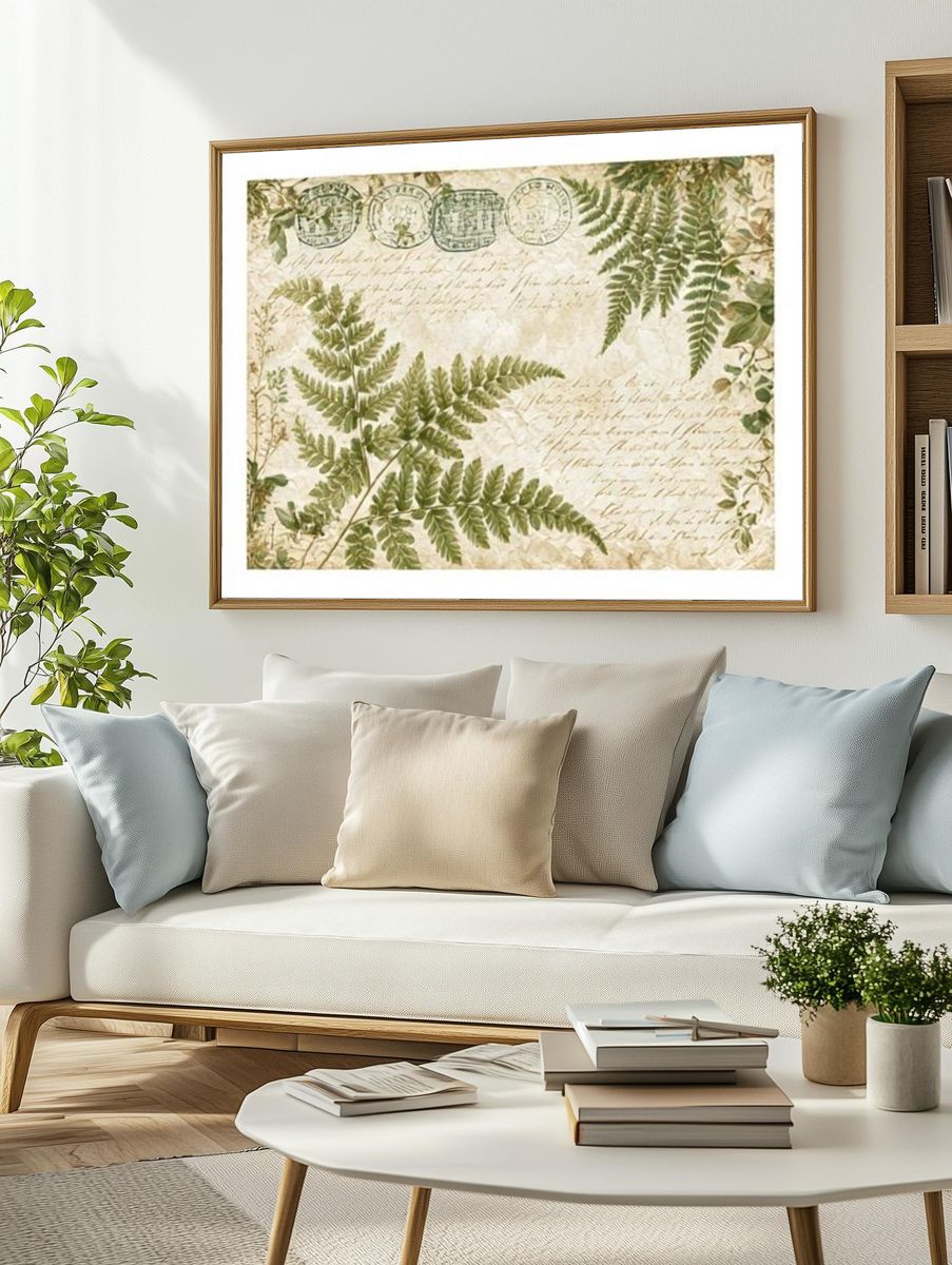 Fern Botanical Vintage Print. — room view 2
