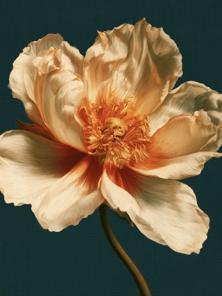 Cream Peony Botanical Poster. poster detail