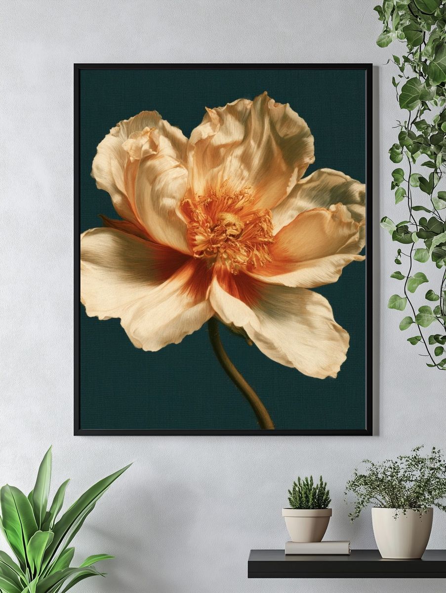 Cream Peony Botanical Poster. — room view 4