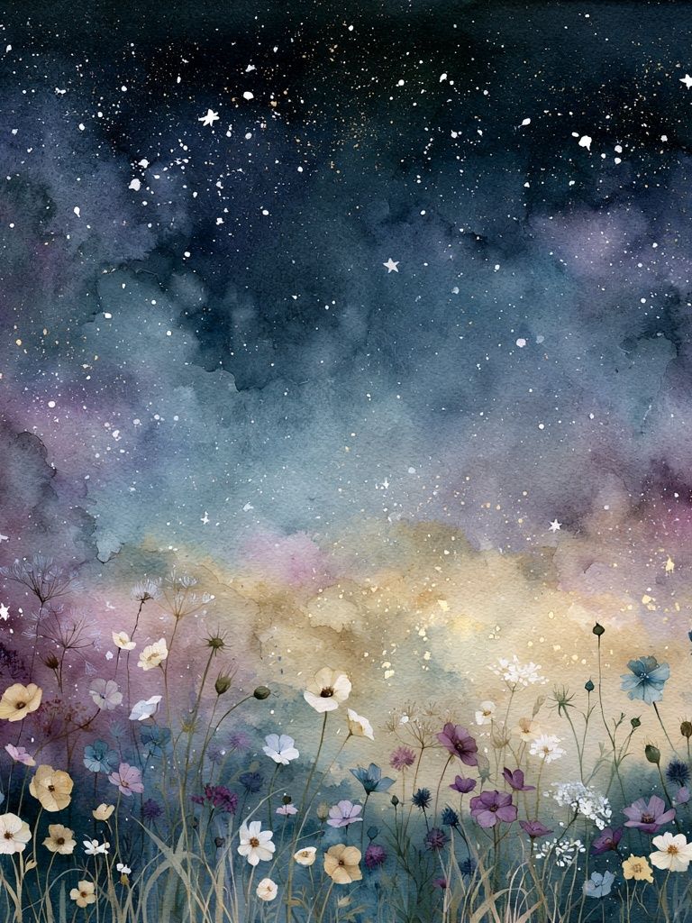 Starry Wildflower Meadow Print. poster — botanical art