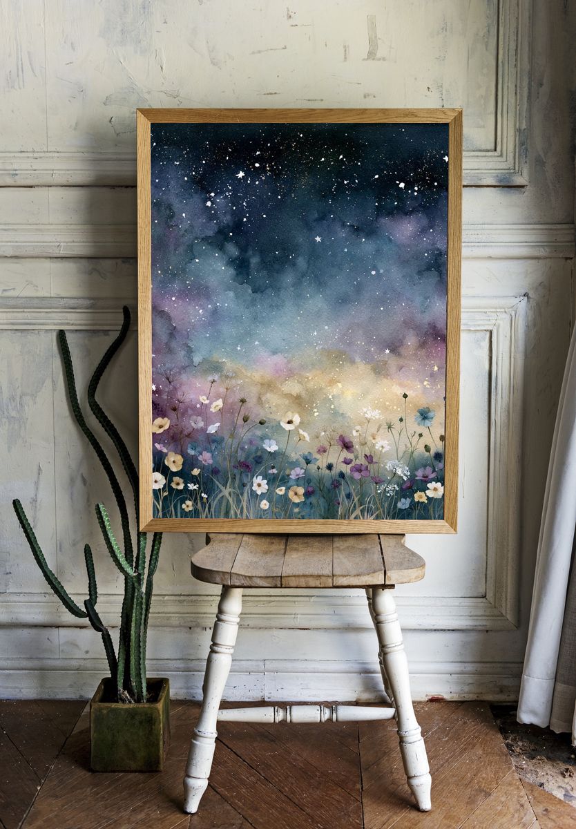 Starry Wildflower Meadow Print. — room view 1