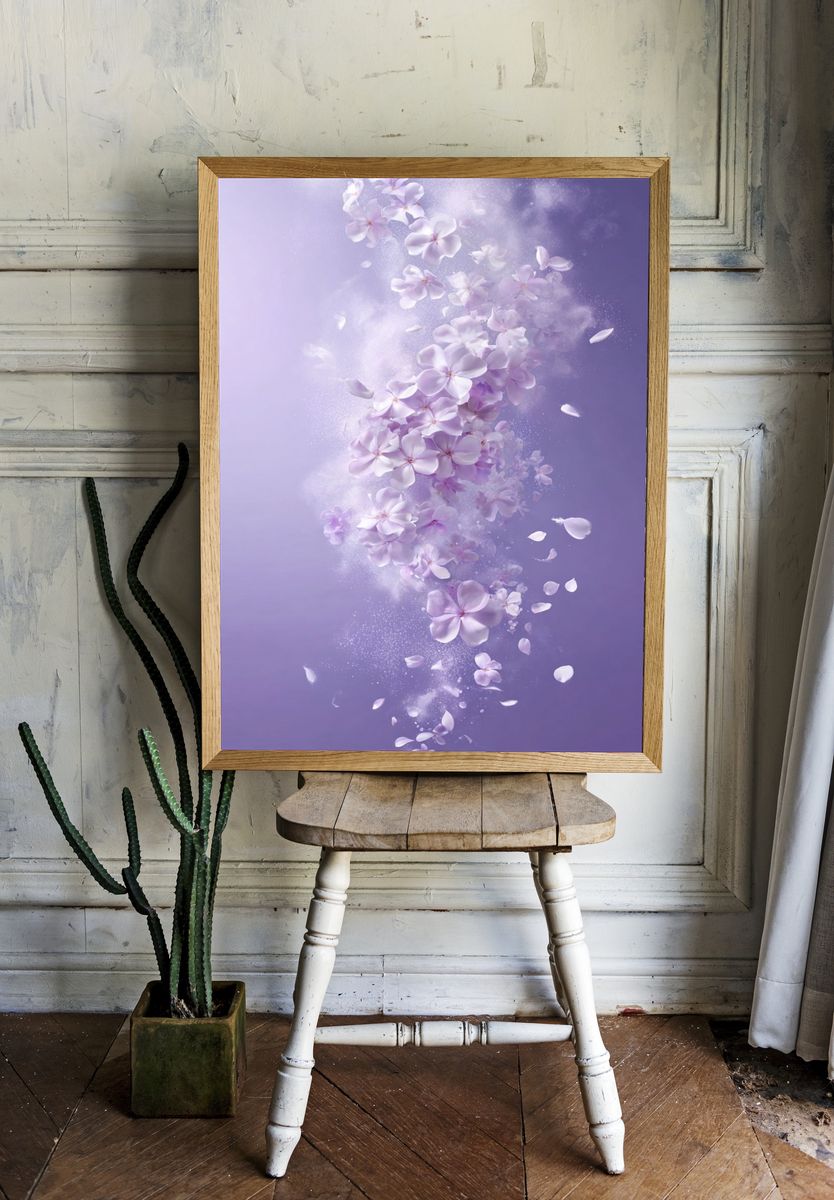 Lilac Blossom Drift Print. room preview