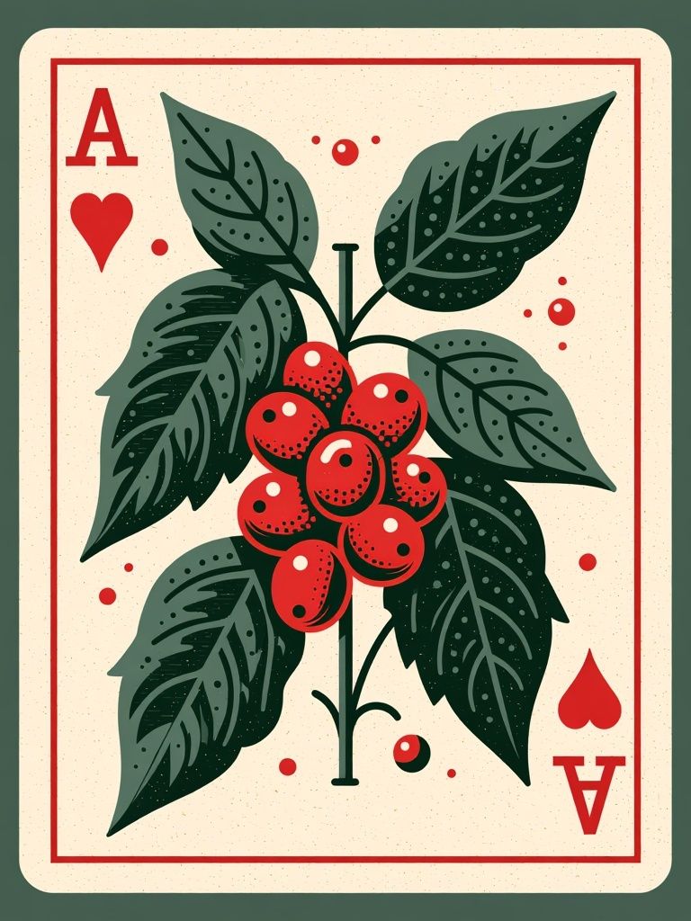 Coffee Plant Playing Card Poster. poster detail