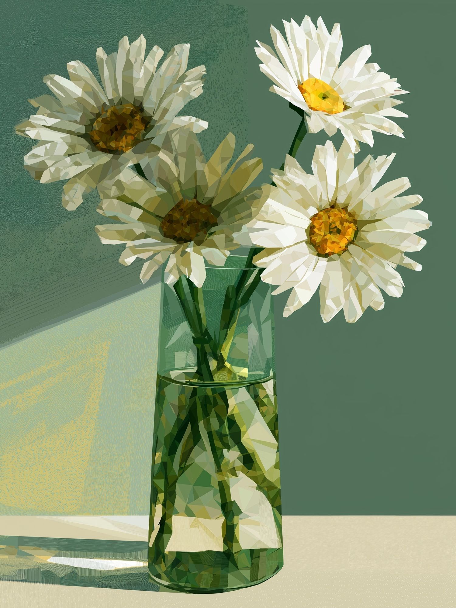 Daisy Vase Still Life Print. poster — botanical art