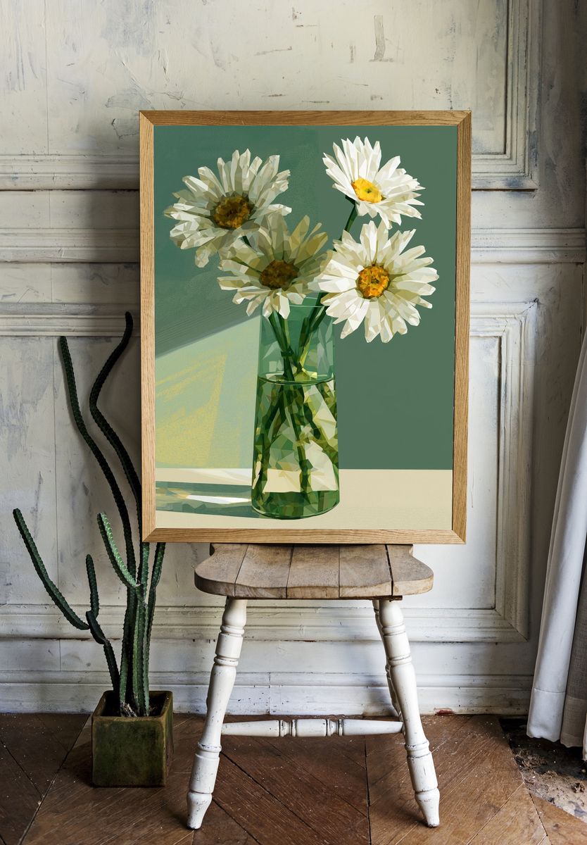 Daisy Vase Still Life Print. — room view 1