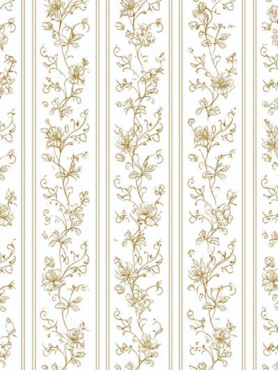 Golden Floral Vine Pattern Print.