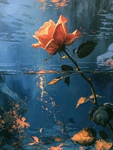 Blue Rose Underwater Print. poster — botanical art