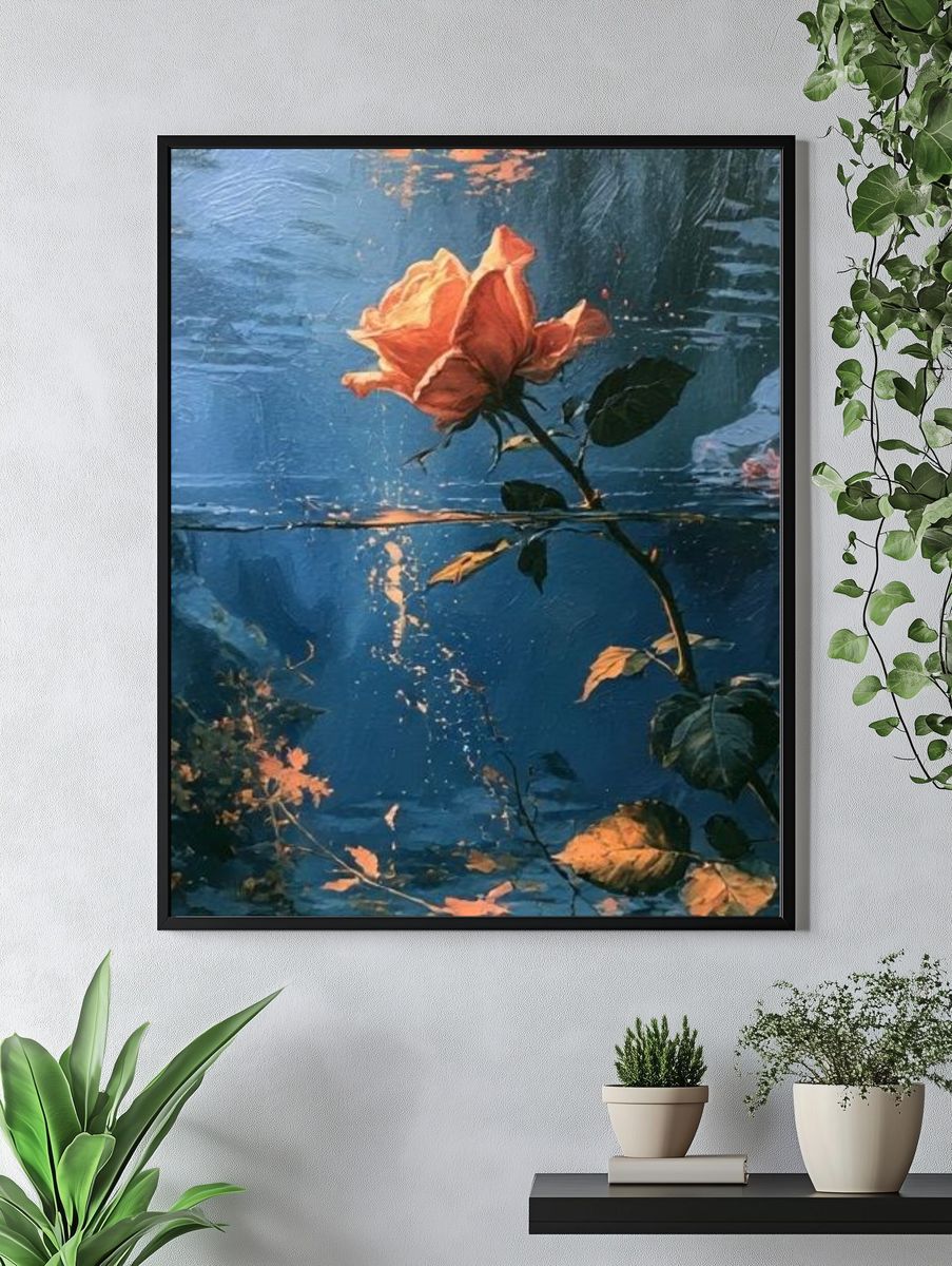 Blue Rose Underwater Print. — room view 4
