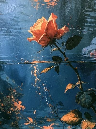 Blue Rose Underwater Print. poster