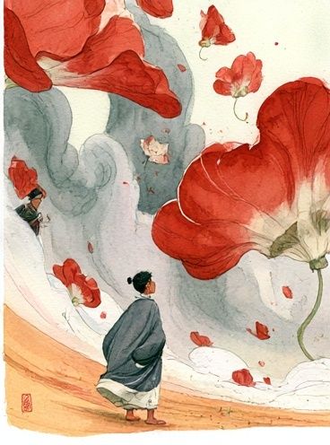 Red Poppies Watercolor Print. poster detail
