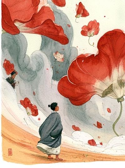 Red Poppies Watercolor Print. poster