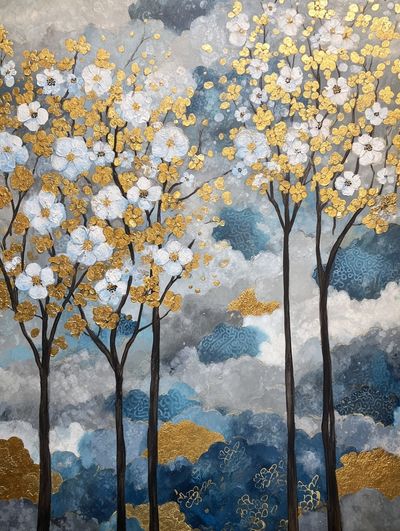 Golden Blossom Trees — Fine-Art Print. poster print