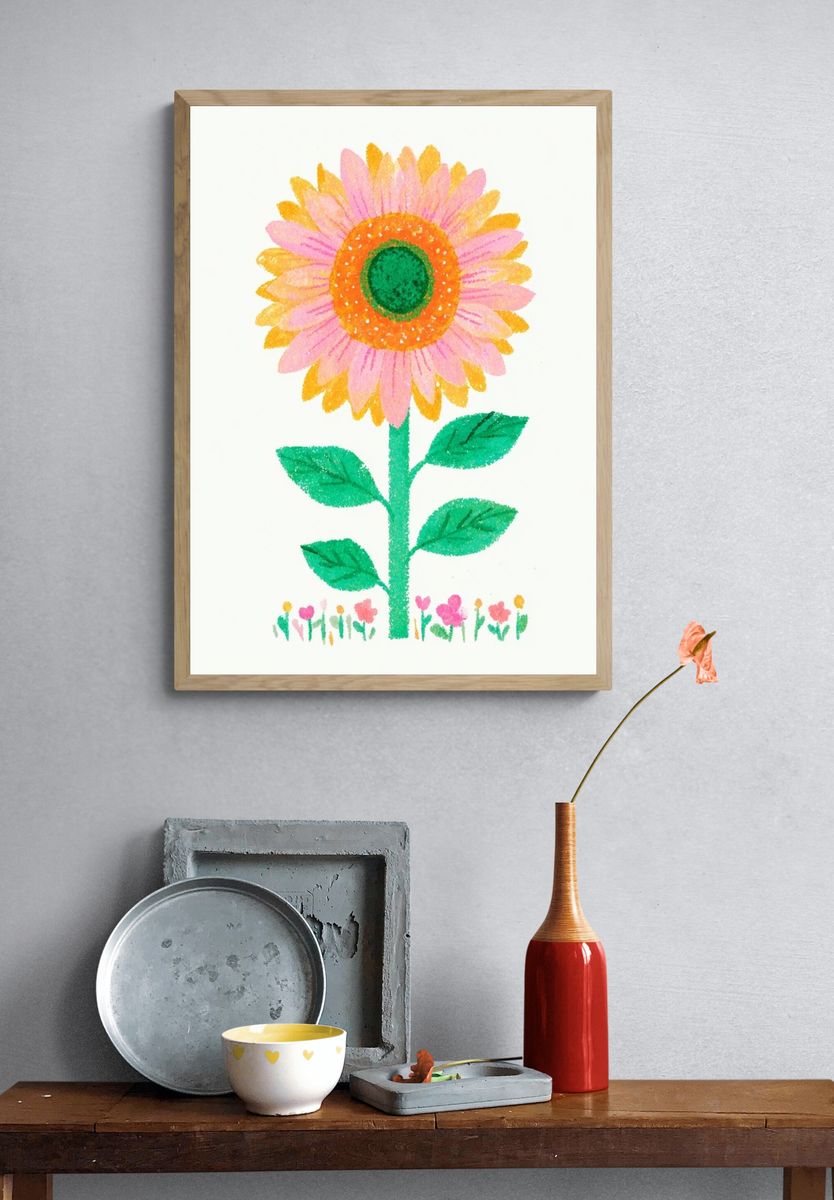 Whimsical Flower Illustration Poster. — room view 3